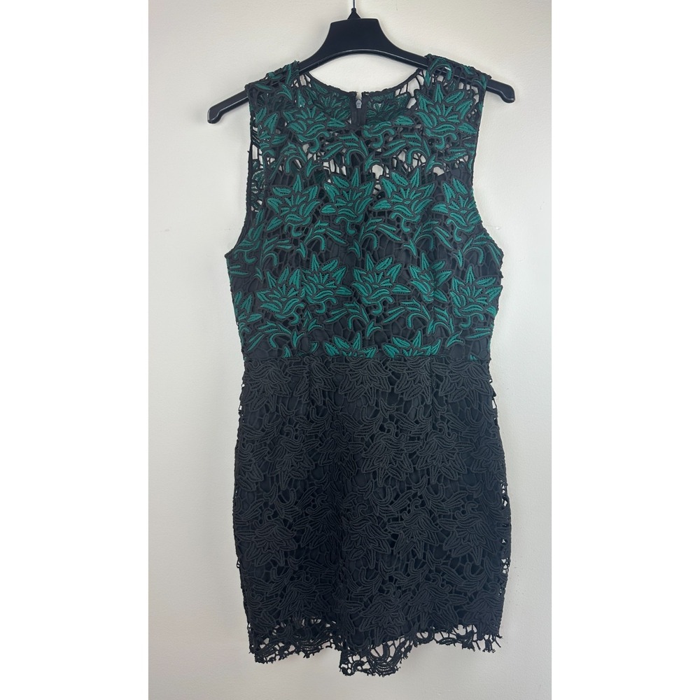 Hutch Sleeveless Milk Silk Lace Cocktail Dress Floral Black Green Size 12 Party - Picture 13 of 13